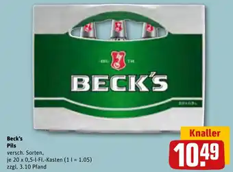 REWE Beck's Pils 20 x 0,5-l-Fl. Kasten Angebot