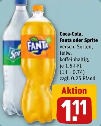 REWE Coca-Cola, Fanta oder Sprite 1,5 L-Fl. Angebot