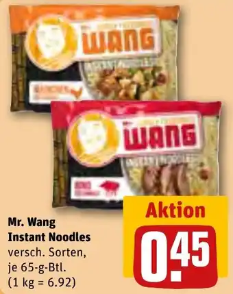 REWE Mr. Wang Instant Noodles 65 g Btl. Angebot