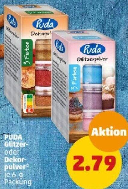 PUDA Glitzer oder Dekorpulver 6 g Packung Angebot bei PENNY
