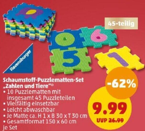 Ravensburger Schaumstoff-Puzzlematten-Set „Zahlen und Tiere" Angebot