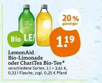 tegut Lemondaid Bio-limonade Oder Charitea Bio-tee Angebot