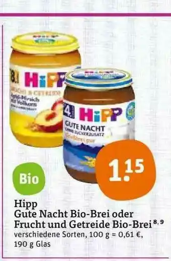 tegut Hipp Gute Nacht Bio-brei Oder Frucht Und Getreide Bio-brei Angebot