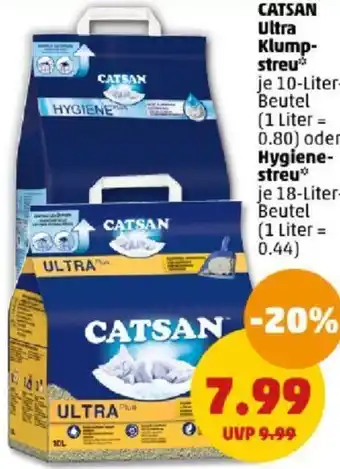 PENNY CATSAN Ultra Klumpstreu 10 Liter oder Hygienestreu 18 Liter Beutel Angebot