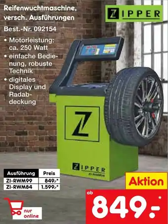 Netto Marken-Discount Zipper Reifenwuchtmaschine Angebot