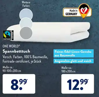 Aldi Süd One World Spannbetttuch Angebot