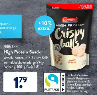 Aldi Süd Ehrmann High Protein Snack 99g Angebot