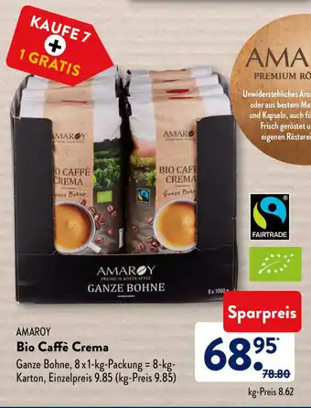 Aldi Süd Amaroy Bio Caffè Crema 8x1kg Angebot