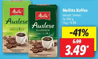 Lidl Melitta Kaffee 500g Angebot