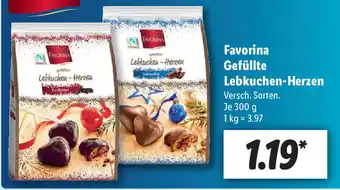 Lidl Favorina Gefüllte Lebkuchen Herzen 300g Angebot