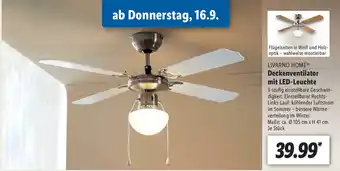 Lidl Livarno Home Deckenventilator mit LED Leuchte Angebot