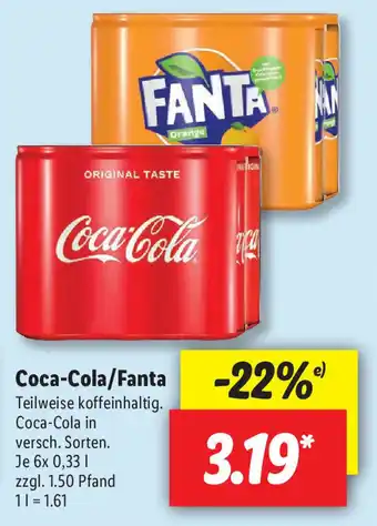 Lidl Coca Cola oder Fanta 6x0,33L Angebot