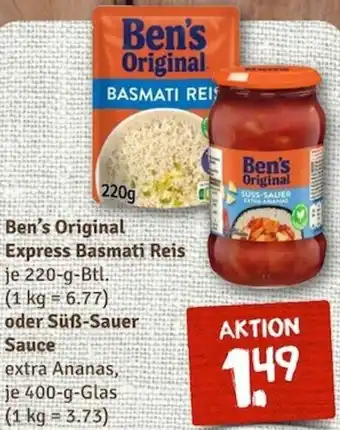 nahkauf Ben's Original Express Basmati Reis 220 g Btl. oder Süß-Sauer Sauce 400 g Glas Angebot