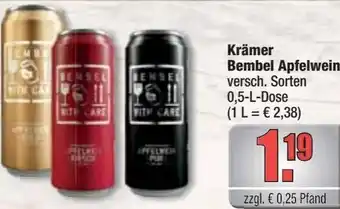alldrink Krämer Bembel Apfelwein 0,5 L Dose Angebot