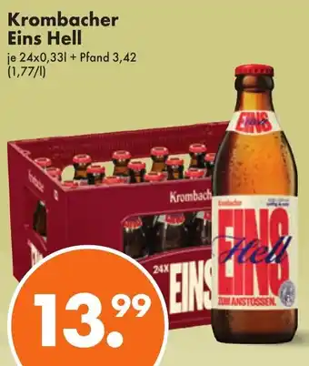 Trink und Spare Krombacher Eins Hell 24x0,33 L Angebot