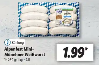 Lidl Alpenfest Mini Münchner Weißwurst 280g Angebot