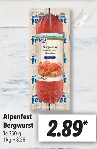 Lidl Alpenfest Bergwurst 350g Angebot