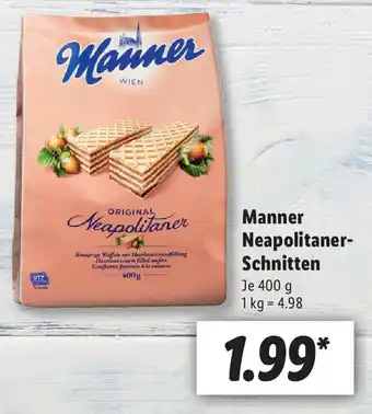 Lidl Manner Neapolitaner Schnitten 400g Angebot