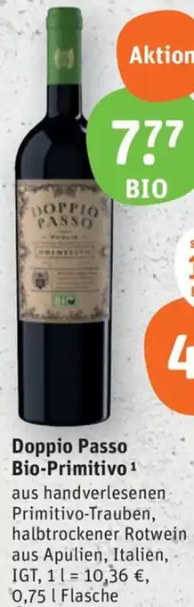 tegut Doppio Passo Bio-Primitivo 0,75 L Flasche Angebot