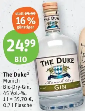 tegut The Duke Munich Bio-Dry-Gin 0,7 L Flasche Angebot