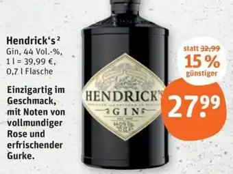 tegut Hendrick's Gin 0,7 L Flasche Angebot