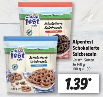 Lidl Alpenfest Schokolierte Salzbrezeln 140g Angebot