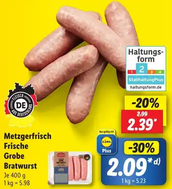 Lidl Metzgerfrisch Frische Grobe Bratwurst 400 g Angebot