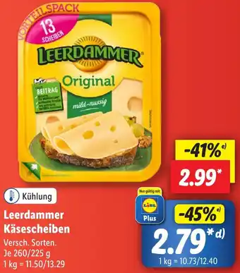 Lidl Leerdammer Käsescheiben 260/225 g Angebot