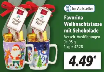 Lidl Favorina Weihnachtstasse mit Schokolade 95 g Angebot