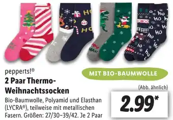 Lidl pepperts! 2 Paar Thermo-Weihnachtssocken Angebot