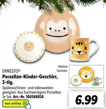 Lidl ERNESTO Porzellan-Kinder Geschirr, 3-tlg. Angebot