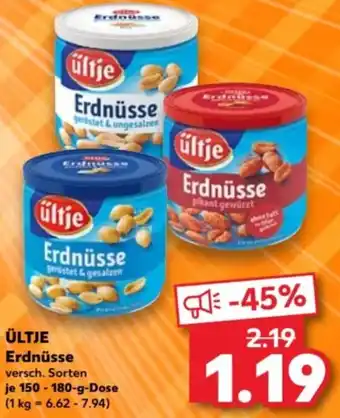 Kaufland ÜLTJE Erdnüsse 150-180 g Dose Angebot