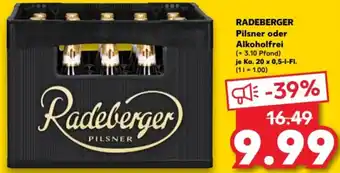 Kaufland RADEBERGER Pilsner oder Alkoholfrei Ka. 20 x 0,5-I-FI. Angebot