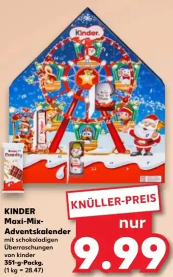 Kaufland KINDER Maxi-Mix Adventskalender 351 g Packg. Angebot