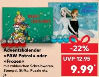 Kaufland Adventskalender PAW Patrol oder Frozen Angebot