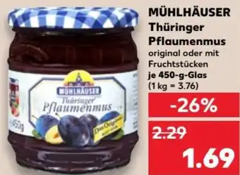 Kaufland MÜHLHÄUSER Thüringer Pflaumenmus 450 g Glas Angebot