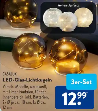 Aldi Süd CASALUX LED-Glas Lichtkugeln 3er-Set Angebot