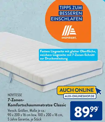 Aldi Süd NOVITESSE 7-Zonen Komfortschaummatratze Classic Angebot