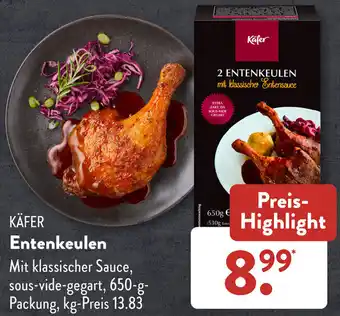 Aldi Süd KÄFER Entenkeulen 650 g Packung Angebot