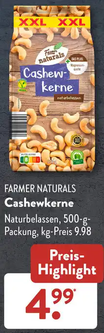 Aldi Süd FARMER NATURALS Cashewkerne 500 g Packung Angebot