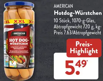 Aldi Süd AMERICAN Hotdog-Würstchen 1070 g Glas Angebot