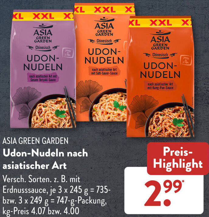 ASIA GREEN GARDEN UdonNudeln nach asiatischer Art 735/747 g Packung