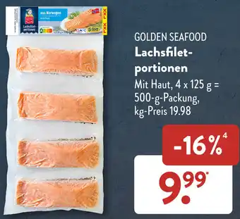 Aldi Süd GOLDEN SEAFOOD Lachsfiletportionen 500 g Packung Angebot