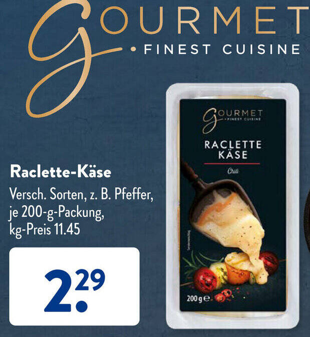 GOURMET FINEST CUISINE RacletteKäse 200 g Packung Angebot bei Aldi Süd