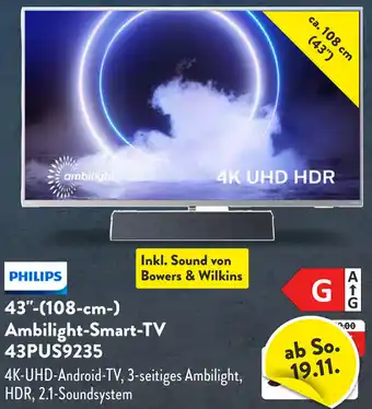 Aldi Süd PHILIPS 43" (108 cm) Ambilight Smart-TV 43PUS9235 Angebot