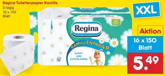 Netto Marken-Discount Regina Toilettenpapier Kamille 3-lagig 16 x 150 Blatt Angebot