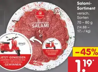 Netto Marken-Discount WILTMANN Salami-Sortiment 70-80 g Angebot