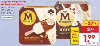 Netto Marken-Discount Langnese Magnum 3er, 4er Pack oder Minis 255-352 ml Angebot