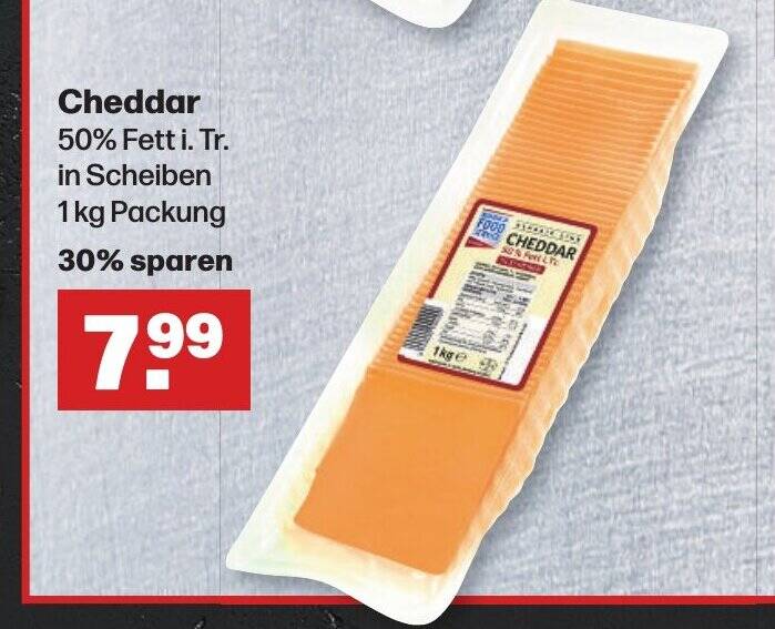 EDEKA FOOD SERVICE Cheddar 50 Fett i. Tr. in Scheiben 1 kg Angebot bei Handelshof