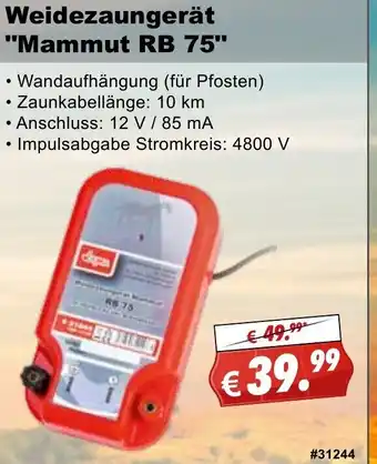Stabilo Fachmarkt Weidezaungerät Mammut RB 75 Angebot